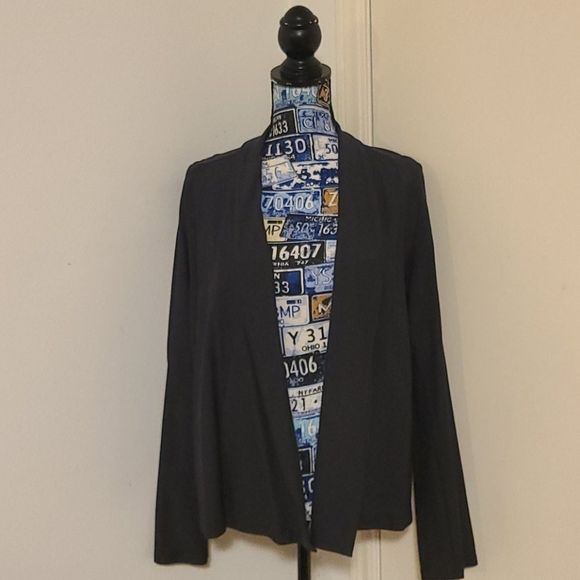 Eileen Fisher Grey Shawl Collared Jacket - Picture 1 of 6